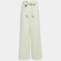 Zimmermann Cream Textured Crepe Belted Trousers M