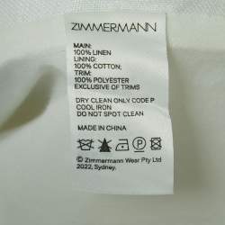 Zimmermann White Floral Printed Linen Cutout Mini Dress L