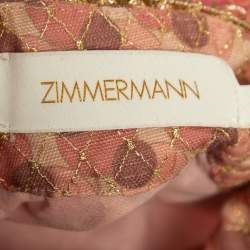 Pre Owned Zimmermann Pink/Red Printed Linen & Silk Mini Dress M