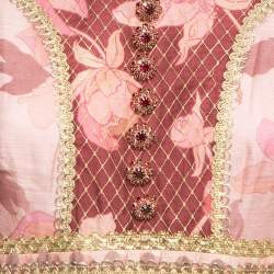 Pre Owned Zimmermann Pink/Red Printed Linen & Silk Mini Dress M