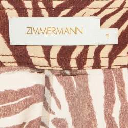 Zimmermann Brown Zebra Print Silk Belted Shorts M
