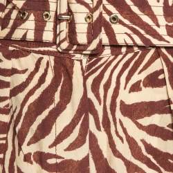 Zimmermann Brown Zebra Print Silk Belted Shorts M