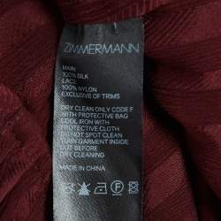 Pre Owned Zimmermann Burgundy Lace Ruffled Silk Espionage Panel Dress S