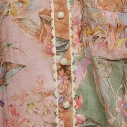 Zimmermann Multicolor Floral Printed Ramie Cira Shirt M