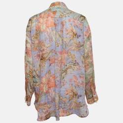 Zimmermann Multicolor Floral Printed Ramie Cira Shirt M