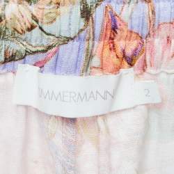 Zimmermann Multicolor Floral Printed Linen Drawstring Pants M