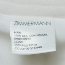 Pre Owned Zimmermann White Eyelet Silk Tie-Up Strap Asymmetric Dress M