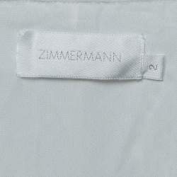 Pre Owned Zimmermann White Eyelet Silk Tie-Up Strap Asymmetric Dress M