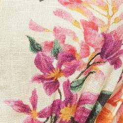 مملوكة مسبقًا Zimmermann Beige/Pink Tropicana Print Linen Mini Dress S