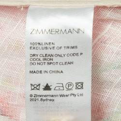 مملوكة مسبقًا Zimmermann Beige/Pink Tropicana Print Linen Mini Dress S