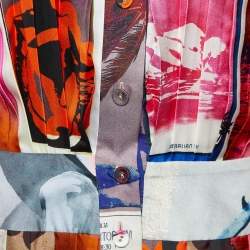 Pre Owned Zimmermann Multicolor Poster Print Silk Wavelength Pleated Mini Dress M