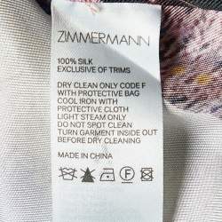 Pre Owned Zimmermann Multicolor Poster Print Silk Wavelength Pleated Mini Dress M