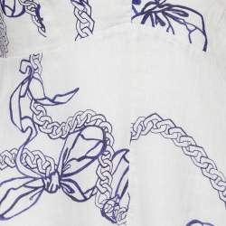 Pre Owned Zimmermann Oatmeal/Navy Printed Linen Midi Dress M