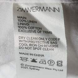 Pre Owned Zimmermann Oatmeal/Navy Printed Linen Midi Dress M