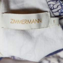 Pre Owned Zimmermann Oatmeal/Navy Printed Linen Midi Dress M