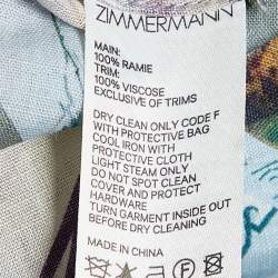 Zimmermann Multicolor Postcard Print Ramie Belted Shirt M