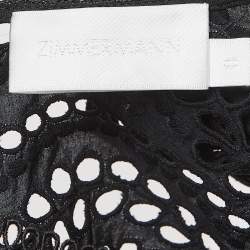 Pre Owned Zimmermann Black Floral Pattern Lace Ruffled Blouse S