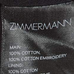 Pre Owned Zimmermann Black Floral Pattern Lace Cropped Wide-Leg Trousers M