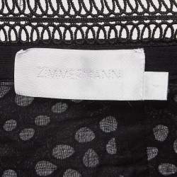 Pre Owned Zimmermann Black Floral Pattern Lace Cropped Wide-Leg Trousers M