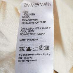 Zimmermann Oatmeal Hydrangea Floral Print Linen Cassia Ruffle Mini Dress M