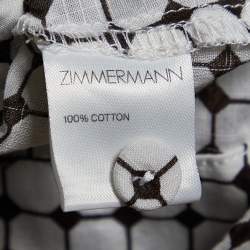 Pre Owned Zimmermann Monochrome Checked Cotton Kaftan Dress M
