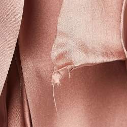 Pre Owned Zimmermann Pink Silk Satin Blouson Sleeve Asymmetric Midi Wrap Dress M