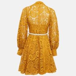Pre Owned Zimmermann Yellow Paisley Lace Anneke Mini Dress S