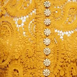 Pre Owned Zimmermann Yellow Paisley Lace Anneke Mini Dress S