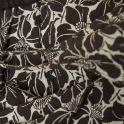 Pre Owned فستان ماكسي زيمرمان كريب مورد مطبوع أسود/أبيض برباط مقاس متوسط - ميديوم