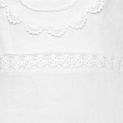 Pre Owned Zimmermann Ivory Linen & Lace Paneled Midi Dress S