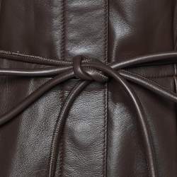 Pre Owned Zimmermann Dark Brown Leather Belted Jumpsuit S