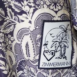 Pre Owned Zimmermann Navy Blue Floral Print Silk Shirt M