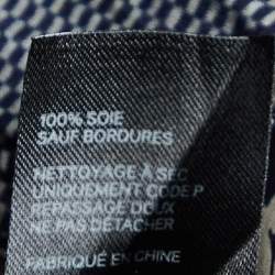 Pre Owned Zimmermann Navy Blue Floral Print Silk Shirt M