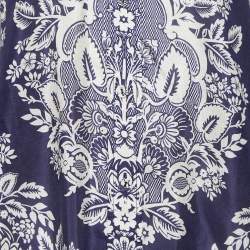 Pre Owned Zimmermann Navy Blue Floral Print Silk Shirt M