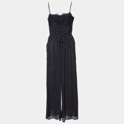 Zimmermann Black Polka Dot Crepe Lace Trim Jumpsuit S