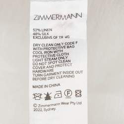 Pre Owned Zimmermann Off White Linen Detailed Button Pleated Sleeves Top XL