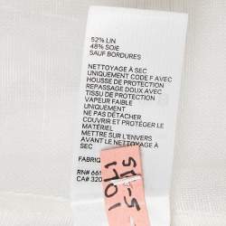 Pre Owned Zimmermann Off White Linen Detailed Button Pleated Sleeves Top XL