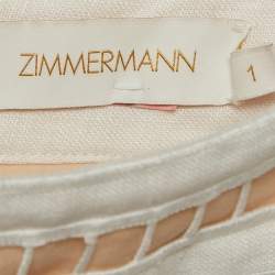 Zimmermann White Embroidered Linen Wide Legs Pants M