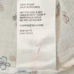 Pre Owned Zimmermann White Floral Printed Ramie Ruffled Neck Top L