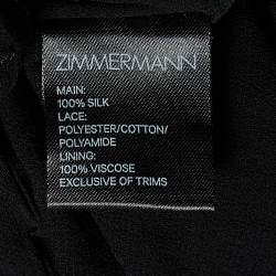 Zimmermann Black Patterned Silk Flared Midi Skirt S
