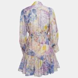 مملوكة مسبقًا Zimmermann Blue Floral Print Cotton Rhythmic Lantern Dress M