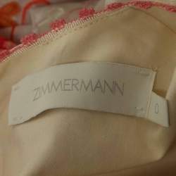 Pre Owned Zimmermann Cream Cotton Floral Print Patched Midi Dress S