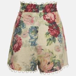 Zimmermann Multicolor Floral Print Linen Blend Shorts L