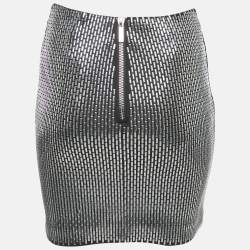 Pre Owned Zoe Karssen Black/Silver Embellished Jersey Mini Skirt S