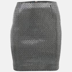 Pre Owned Zoe Karssen Black/Silver Embellished Jersey Mini Skirt S