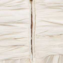Zuhair Murad Off White Lace Trim Silk Pleated Gown and Feather Cape XS