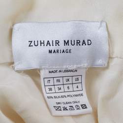 Zuhair Murad White Embroidered Silk Blend Tulle Wedding Gown S