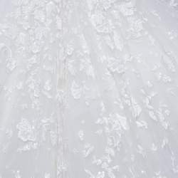 Zuhair Murad White Embroidered Silk Blend Tulle Wedding Gown S