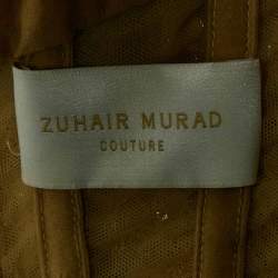 Zuhair Murad Couture Black/Gold Sequin Embellished Crepe Drape Detail Jumpsuit M