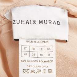 Pre Owned Zuhair Murad Pink Embellished Silk Blend High Low Gown M